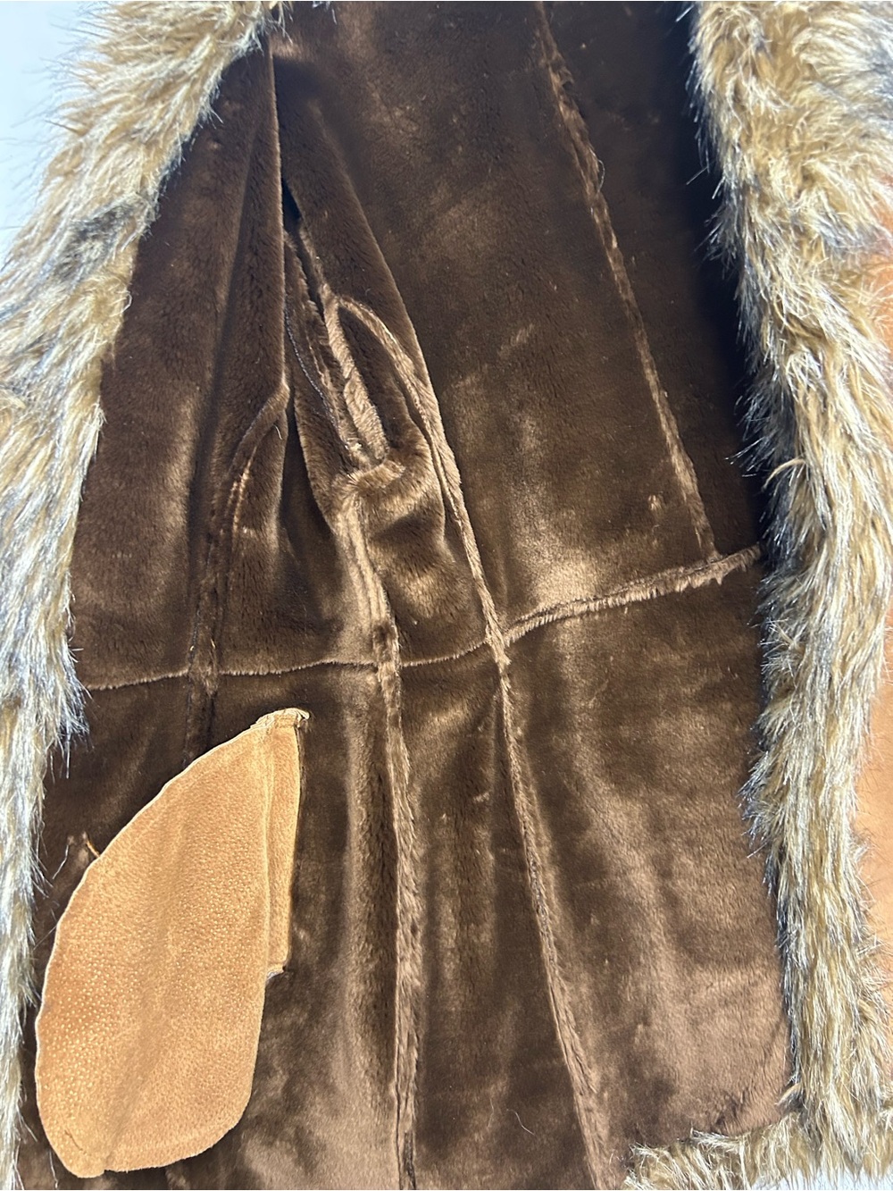 Wilsons Leather Vintage Y2K 90's Pennylane Tan Vegan Fur Lined Jacket Large - Picture 5 of 10
